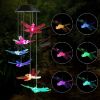 Shaboo Prints Solar LED Wind Chimes Lights Multi Color-Changing Outdoor LED Chandelier Light Hanging Clear Acrylic Waterproof Decorative for Patio Yard Garden Home Flower shed (Dragonfly)