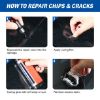 Windshield Repair Kit, Windscreen Repair Kit for Chips and Cracks, 4 Bottles,Black