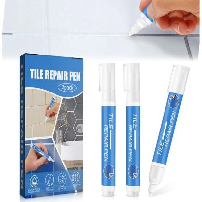 Tile Grout Pen Repair Pen, Waterproof Marker Grout Restorer Pen for Wall Floor Tile Lines, 2 pcs