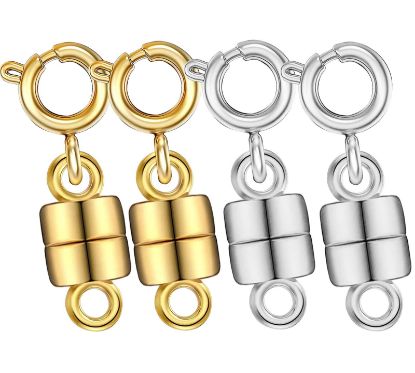 Necklace Clasps, 4 PCS Magnetic Clasps Connector for DIY Necklace Bracelet Crafts (Gold and Silver)