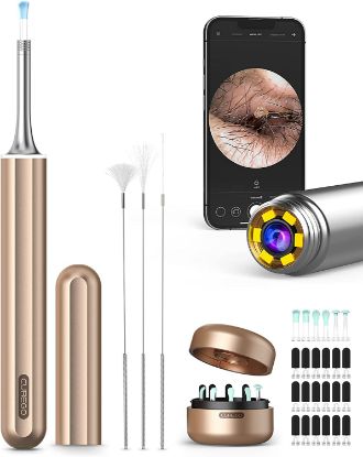 Ear Wax Removal Camera, 1080p HD Ear Otoscope with 6 Cool White LED Lights and Wax Remover Camera for iPhone, iPad, Android Phones