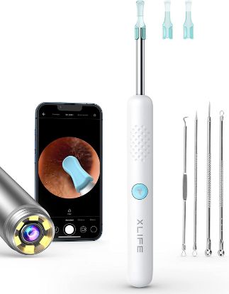 Ear Wax Removal, Wireless Ear Camera with1080P HD, Earwax Remover & 4 Pack Blackhead Remover Kit,Ear Cleaner with 3.5mm Ultra-Thin Lens for iPhone, iPad & Android Phones (R1,White)