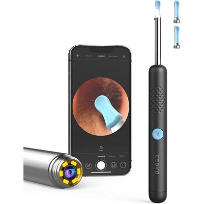 Ear Wax Removal Tool, Ear Cleaner with Ear Camera, 1080P Ear Scope, Ear Wax Removal Kit with 2 Silicone Ear Scoops, Ear Pick with 6 LED Light for Earwax Removal, Black