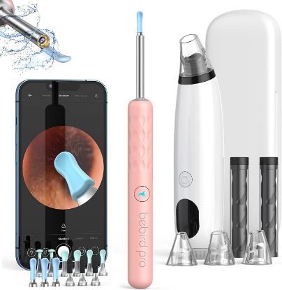 Ear Wax Removal Tool with 1440P HD Camera and 6 LED Lights, Free with Deep Cleaning Blackhead Remover, Ear Cleaner for Smaller Ears,FDA Ear Wax Removal Kit for iOS,Android Phones Pink