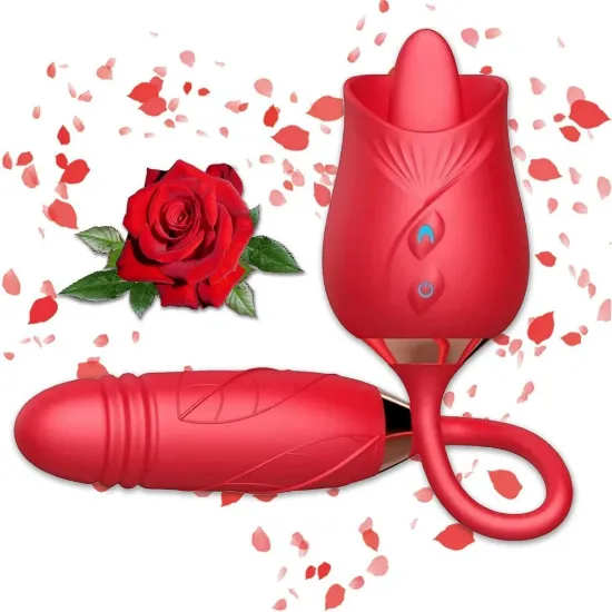 Picture of Rose Toys, 2 in 1 Rose Sex Toys Vibrators for Women G Spot Vibrator Partner Toys for Adult Pleasure Stimulator